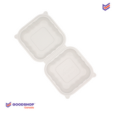 Square Format Take-Out Boxes | compostable | a white compartment | 250 units