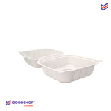 Square Format Take-Out Boxes | compostable | a white compartment | 250 units